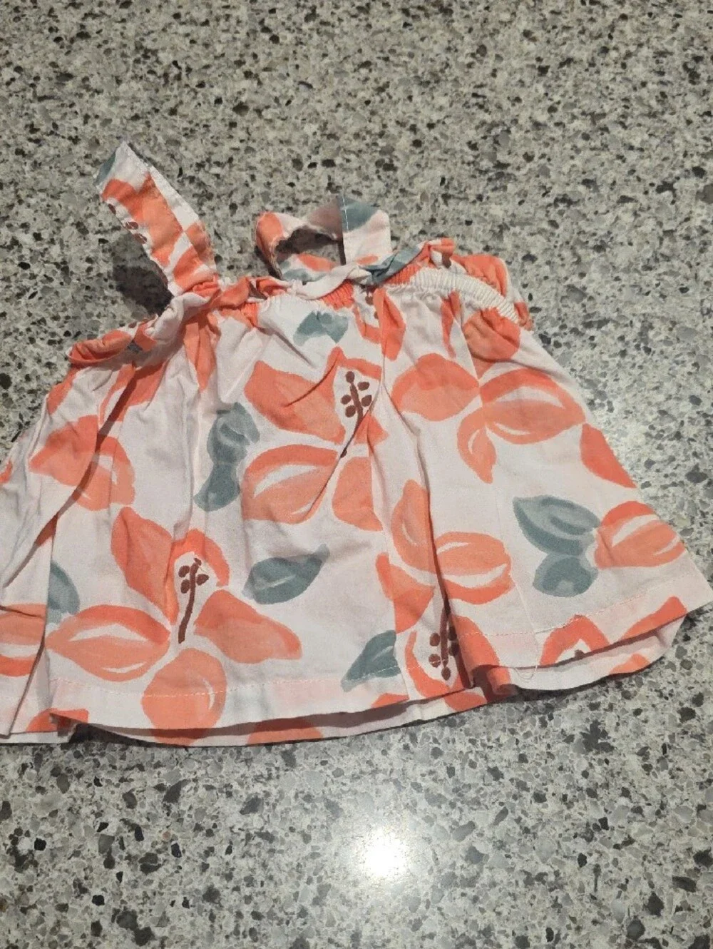 Carter's Coral Floral Print Sleeveless Top with Teal Accents